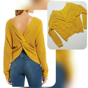 GB Deep V Knot Back Sweater NWT Color Old Gold